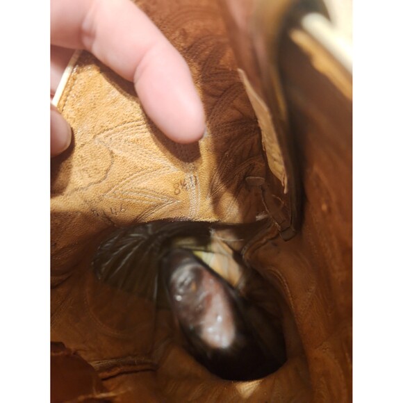 Nocona Boots Women's Cognac Brown Lizard Leather Western Boots Size 8.5 - Picture 9 of 12